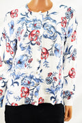 Karen Scott Women's Long-Sleeves White Floral-Print Button Down Cardigan Shrug L
