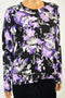 Karen Scott Women Long-Sleeves Purple Floral-Print Button Down Cardigan Shrug M