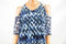 New NY Collection Women Stretch Blue Printed Cold Shoulder Ruffled Maxi Dress L