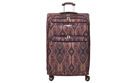 $340 Ricardo Big Sur 29" Printed Expandable Spinner Luggage Mocha Maze Beige