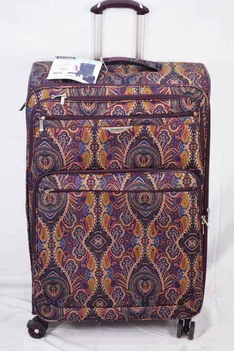 $340 Ricardo Big Sur 29" Printed Expandable Spinner Luggage Mocha Maze Beige