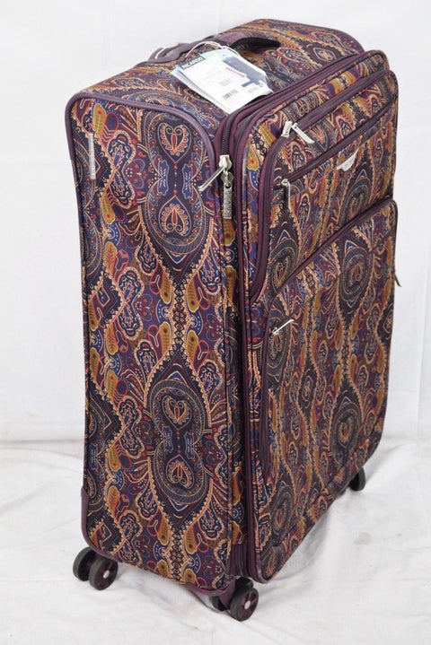 $340 Ricardo Big Sur 29" Printed Expandable Spinner Luggage Mocha Maze Beige