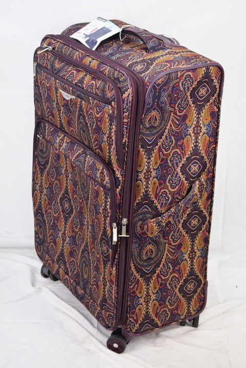$340 Ricardo Big Sur 29" Printed Expandable Spinner Luggage Mocha Maze Beige
