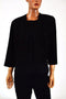 New MSK Women Black 3/4 Sleeves Open Front Metallic Cardigan Shrug Size Plus 18W