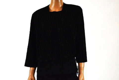 New MSK Women Black 3/4 Sleeves Open Front Metallic Cardigan Shrug Size Plus 18W