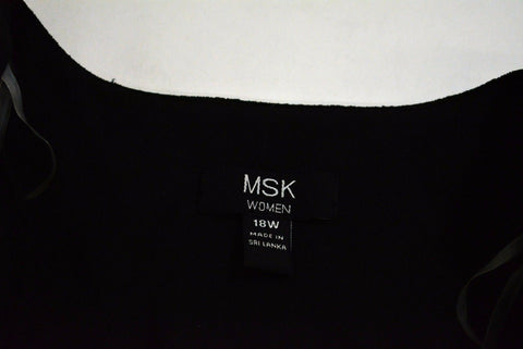 New MSK Women Black 3/4 Sleeves Open Front Metallic Cardigan Shrug Size Plus 18W