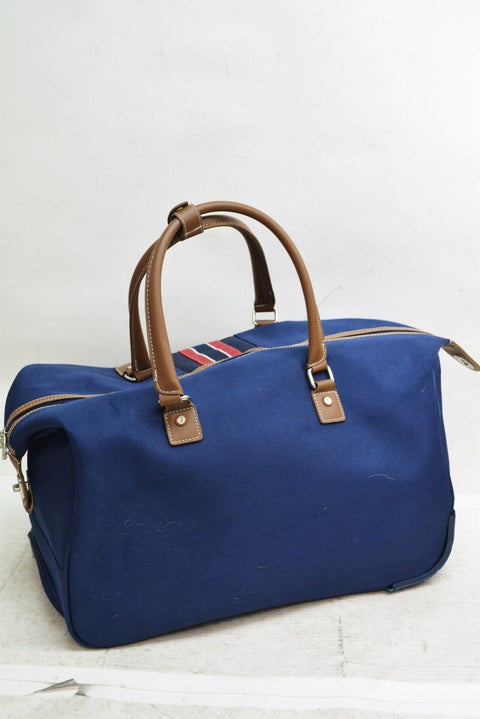 $200 Tommy Hilfiger Freeport Rolling Wheels Duffel City Bag Travel Luggage Blue