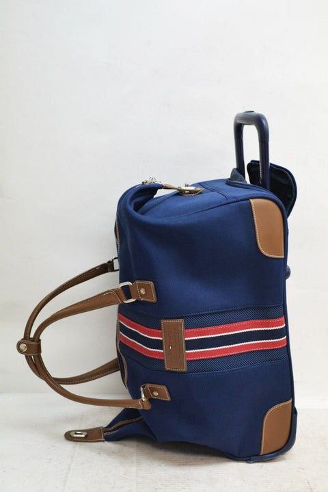 $200 Tommy Hilfiger Freeport Rolling Wheels Duffel City Bag Travel Luggage Blue