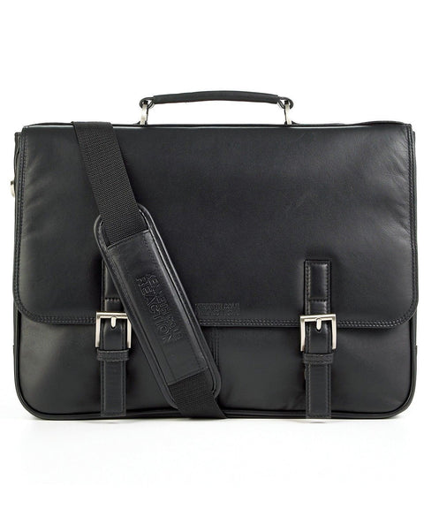 $500 Kenneth Cole Reaction 12" Manhattan Leather Single Gusset Laptop Briefcase