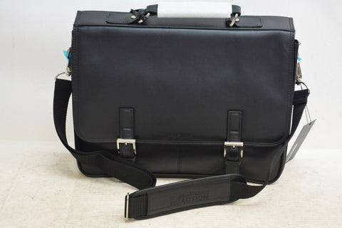 $500 Kenneth Cole Reaction 12" Manhattan Leather Single Gusset Laptop Briefcase
