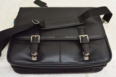 $500 Kenneth Cole Reaction 12" Manhattan Leather Single Gusset Laptop Briefcase
