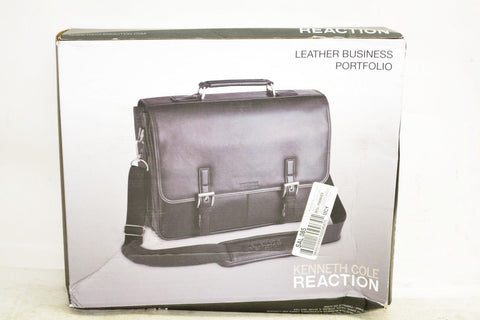 $500 Kenneth Cole Reaction 12" Manhattan Leather Single Gusset Laptop Briefcase