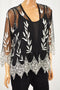 Alfani Women Black Embroidered Open-Front Sheer Cardigan Shrug Petite M