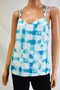 Armani Exchange Women's Blue Printed Cross Strap Cami Blouse Top Medium M - evorr.com