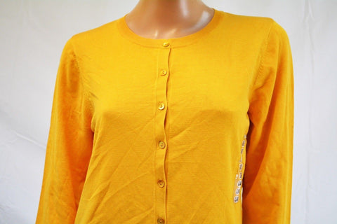 August Silk Women's Silk Blend Yellow Button Down Cardigan Shrug Top Large L - evorr.com