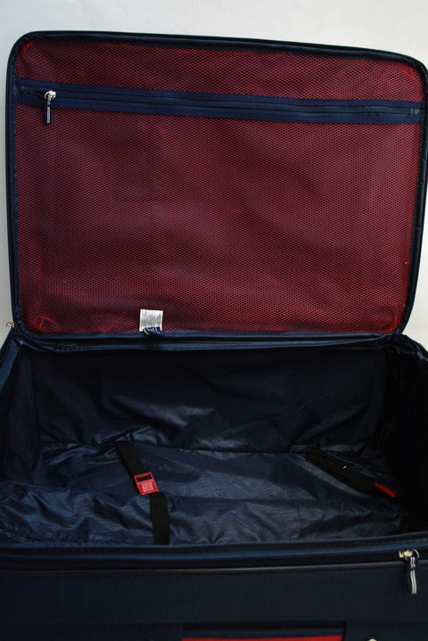 $460 Nautica Oceanview 28'' Spinner Suitcase Blue Red Soft Travel Luggage