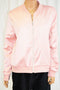 Joseph A Women's Pink Zip Front Embroidered Satin Bomber Jacket Coat L - evorr.com