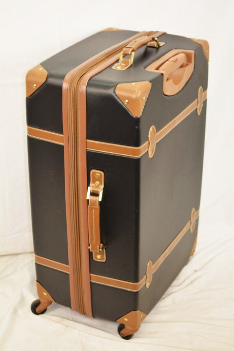 $400 London Fog Retro 28" Spinner Expandable Suitcase Luggage Black Hardcase