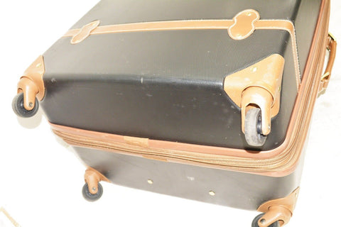$400 London Fog Retro 28" Spinner Expandable Suitcase Luggage Black Hardcase