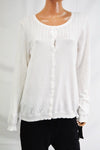 Karen Scott Women's Long Sleeve White Pointelle Cardigan Shrug Top Large L