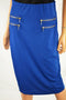 New Grace Elements Women's Stretch Blue Pull On Zip-Pocket Pencil Skirt S - evorr.com