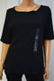 Charter Club Women Boat-Neck Elbow-Sleeve Black Blouse Top X-Large XL