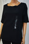 Charter Club Women Boat-Neck Elbow-Sleeve Black Blouse Top X-Large XL