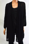 Charter Club Women's Pointelle Cardigan Top Long Sleeve Black Front-Open Plus 3X