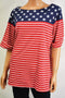 Karen Scott Women's Printed Boat-Neck American Flag USA Blouse Top Plus Size 1X