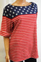 Karen Scott Women's Printed Boat-Neck American Flag USA Blouse Top Plus Size 1X