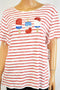 New Karen Scott Women's Short-Sleeve Cotton Red Striped Blouse Top Plus 3X