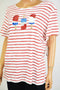 New Karen Scott Women's Short-Sleeve Cotton Red Striped Blouse Top Plus 3X