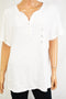 Karen Scott Women's Short Sleeve Cotton White Henley T-Shirt Blouse Top Plus 1X