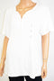 Karen Scott Women's Short Sleeve Cotton White Henley T-Shirt Blouse Top Plus 1X
