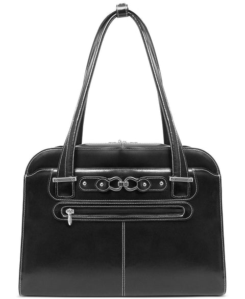 $320 New In Box McKlein USA Oak Grove Leather Laptop Briefcase Travel Bag Black