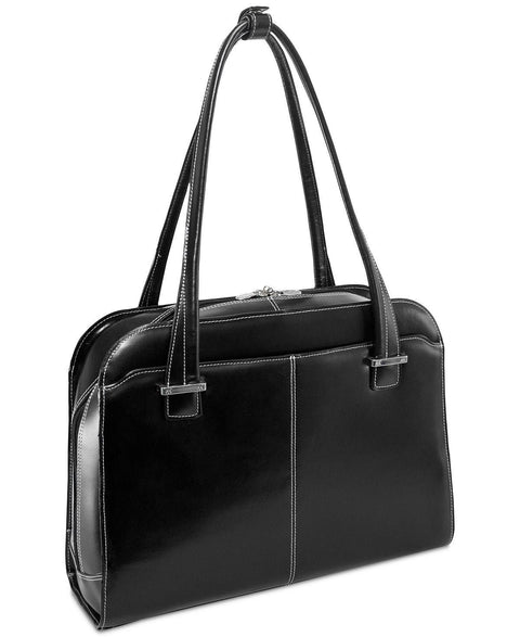 $320 New In Box McKlein USA Oak Grove Leather Laptop Briefcase Travel Bag Black