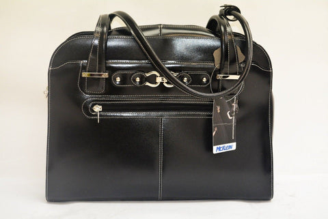 $320 New In Box McKlein USA Oak Grove Leather Laptop Briefcase Travel Bag Black