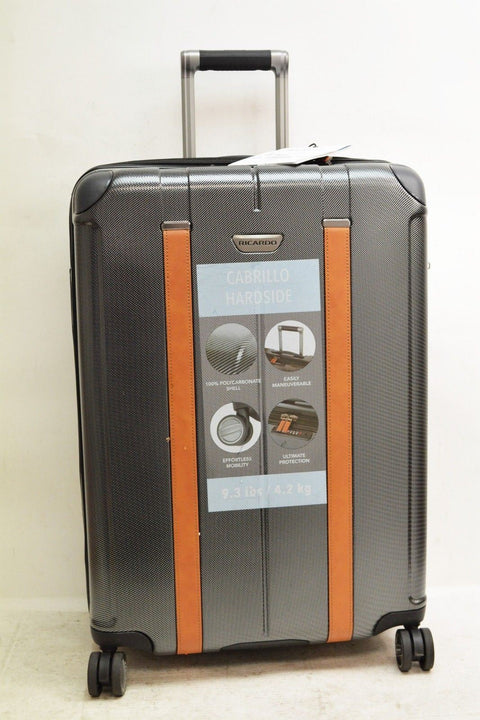 $380 New Ricardo Cabrillo 25" Hard Shell 8 Wheels Spinner Suitcase Gray
