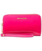 $118 MICHAEL Michael Kors Large Flat Multi-Function Phone Wallet Pink Clutch - evorr.com