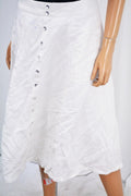 Grace Elements Women's White Button Front Linen Blend A-line Skirt 6 - evorr.com