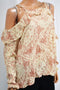 American Rag Cie Women's Printed Long Sleeve Cold Shoulders Blouse Top Plus 0X