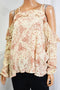 American Rag Cie Women's Printed Long Sleeve Cold Shoulders Blouse Top Plus 0X
