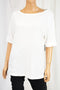 Karen Scott Women's Elbow-Sleeve Boat-Neck White Cotton Blouse Top X-Large XL