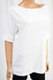 Karen Scott Women's Elbow-Sleeve Boat-Neck White Cotton Blouse Top X-Large XL