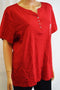 New Karen Scott Women's Henley Short Sleeve Cotton Red Blouse Top Plus Size 1X