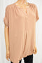 Charter Club Women's V-Neck Roll-Tab Split-Neck Brown Fashion Blouse Top Large L