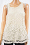 Charter Club Women's Sleeveless Beige Embroidered Lace Layered Blouse Top Small