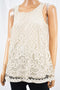 Charter Club Women's Sleeveless Beige Embroidered Lace Layered Blouse Top Small
