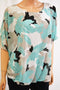 Alfani Women's Scoop Elbow Sleeve Blue Printed Bubble-Hem Blouse Top Plus 0X 16W