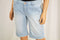 Lee Women's Blue Railroad Stripe Bermuda Cotton Denim Jeans Shorts Petite 4 P - evorr.com